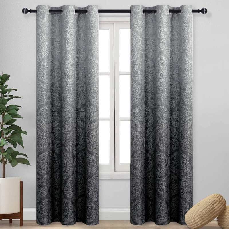 Canora Grey Ombre Blackout Curtains For Bedroom Damask Patterned